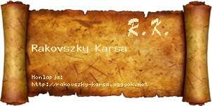 Rakovszky Karsa névjegykártya